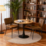 Round Table Table Table Table Timber Ø80 cm with 4 black velvet chairs, modern and comfortable style