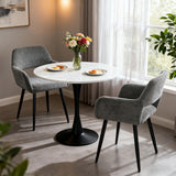 Lot de 2 fauteuils de salle à manger scandinaves avec accoudoirs en velours côtelé gris - CROMWELL CORDUROY