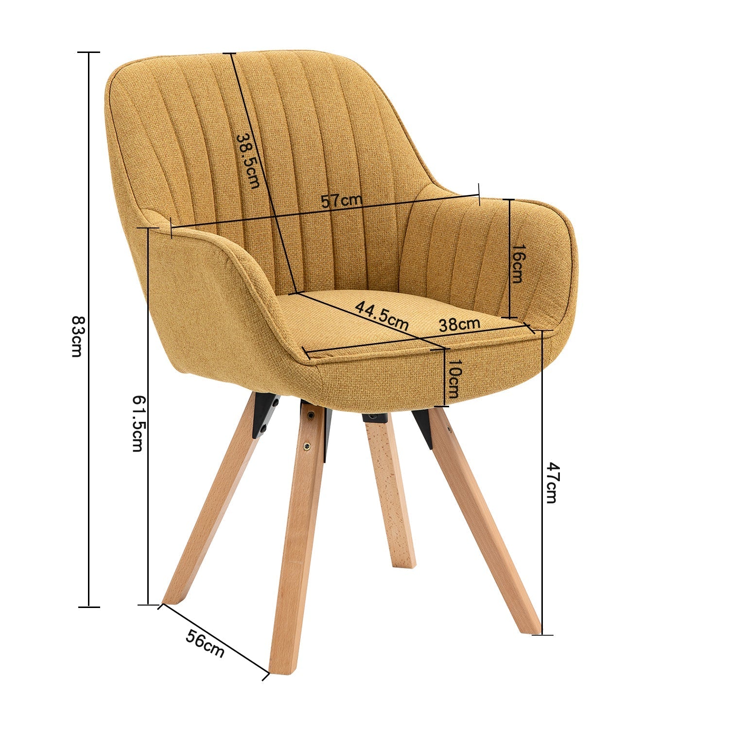 Set di 4 comode sedie da pranzo in tessuto giallo con rotazione a 360° - CARSON FABRIC YELLOW 4PZ