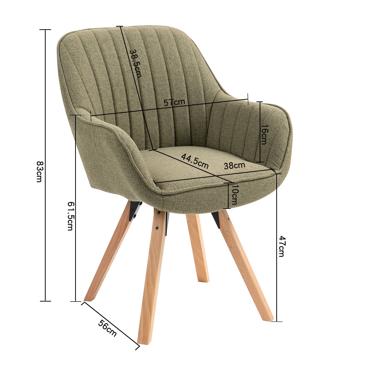 Set di 2 comode sedie da pranzo in tessuto verde con rotazione a 360° - CARSON FABRIC GREEN 2PZ