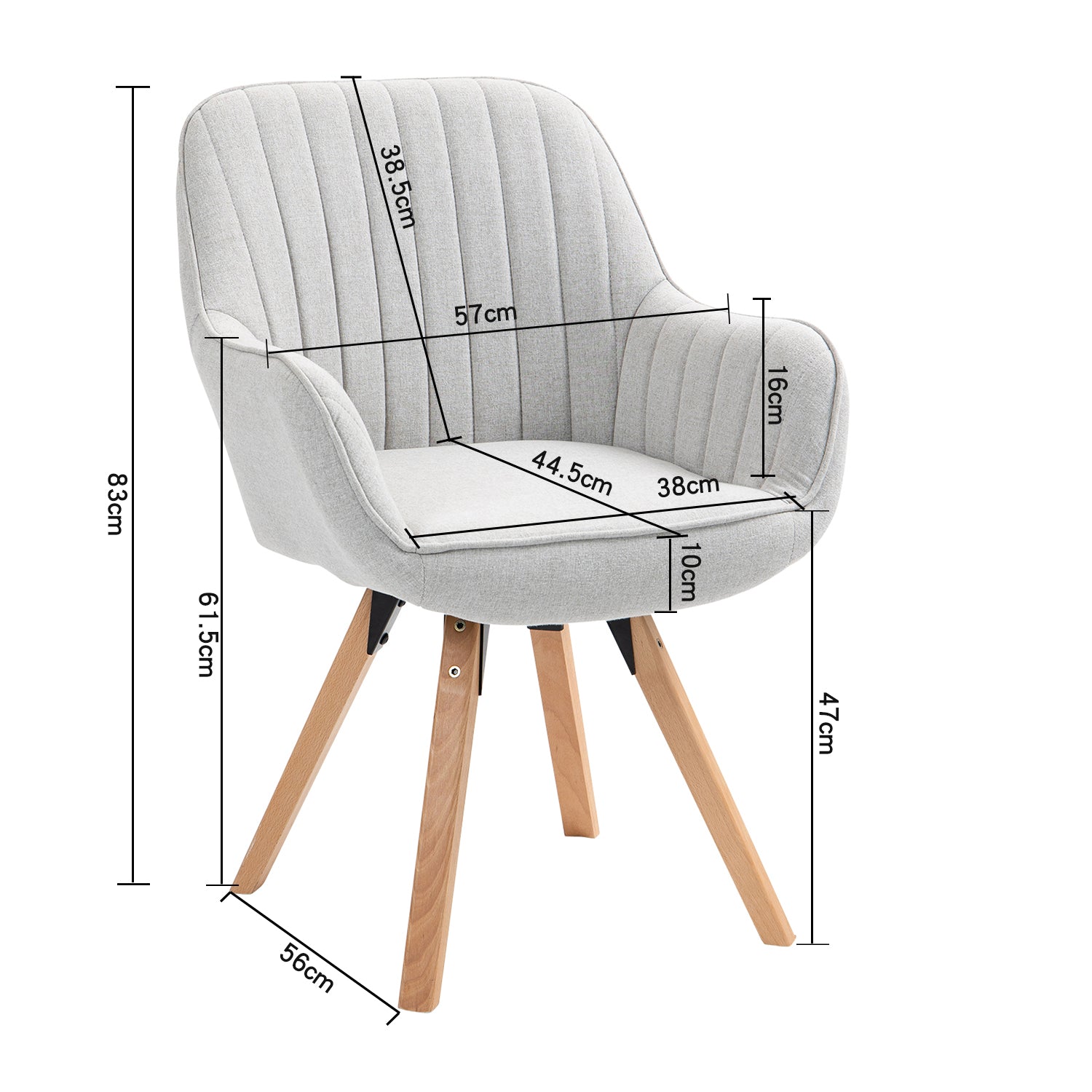 Set di 6 comode sedie per sala da pranzo in tessuto beige, girevoli a 360° - CARSON FABRIC BEIGE 6PZ