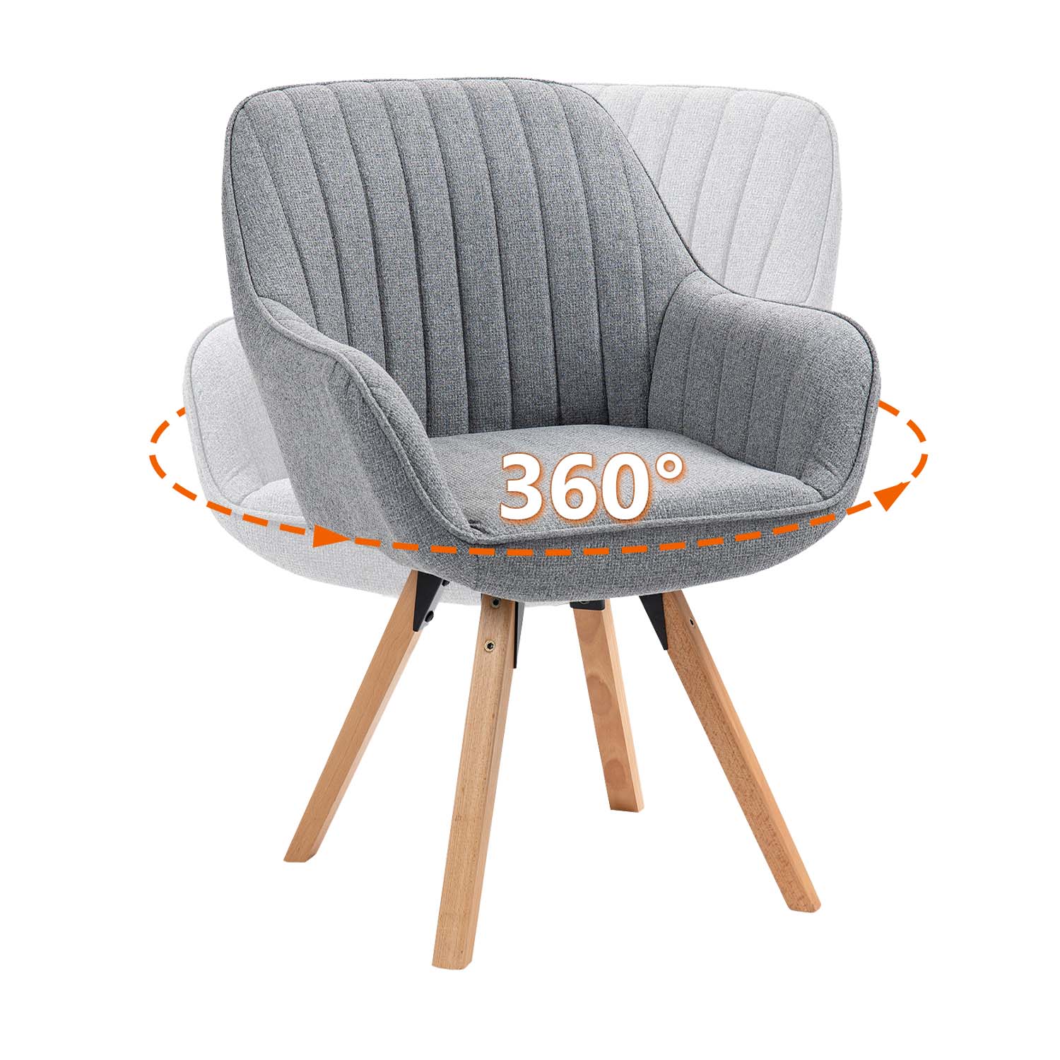 Lot de 2 chaises de salle à manger confortables en tissu gris pivotantes 360° - CARSON FABRIC GREY 2PCS