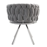 Lot de 4 chaises de salle à manger pivotantes en velours gris avec pieds en métal argenté