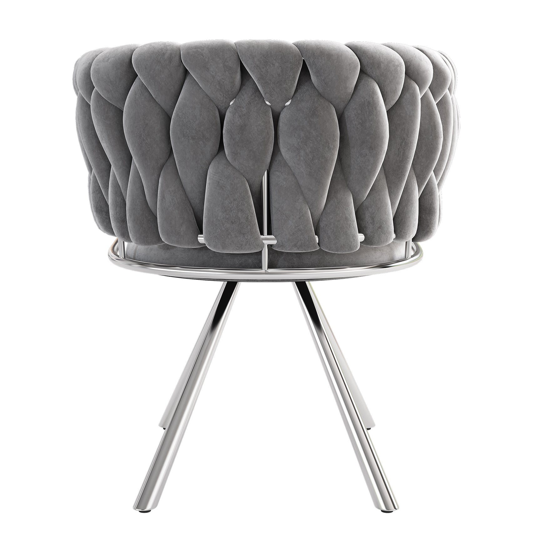 Lot de 4 chaises de salle à manger pivotantes en velours gris avec pieds en métal argenté