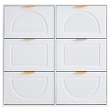 Meuble à chaussures moderne avec 6 abattants et étagères ouvertes, blanc – L118 x H115 x P25 cm