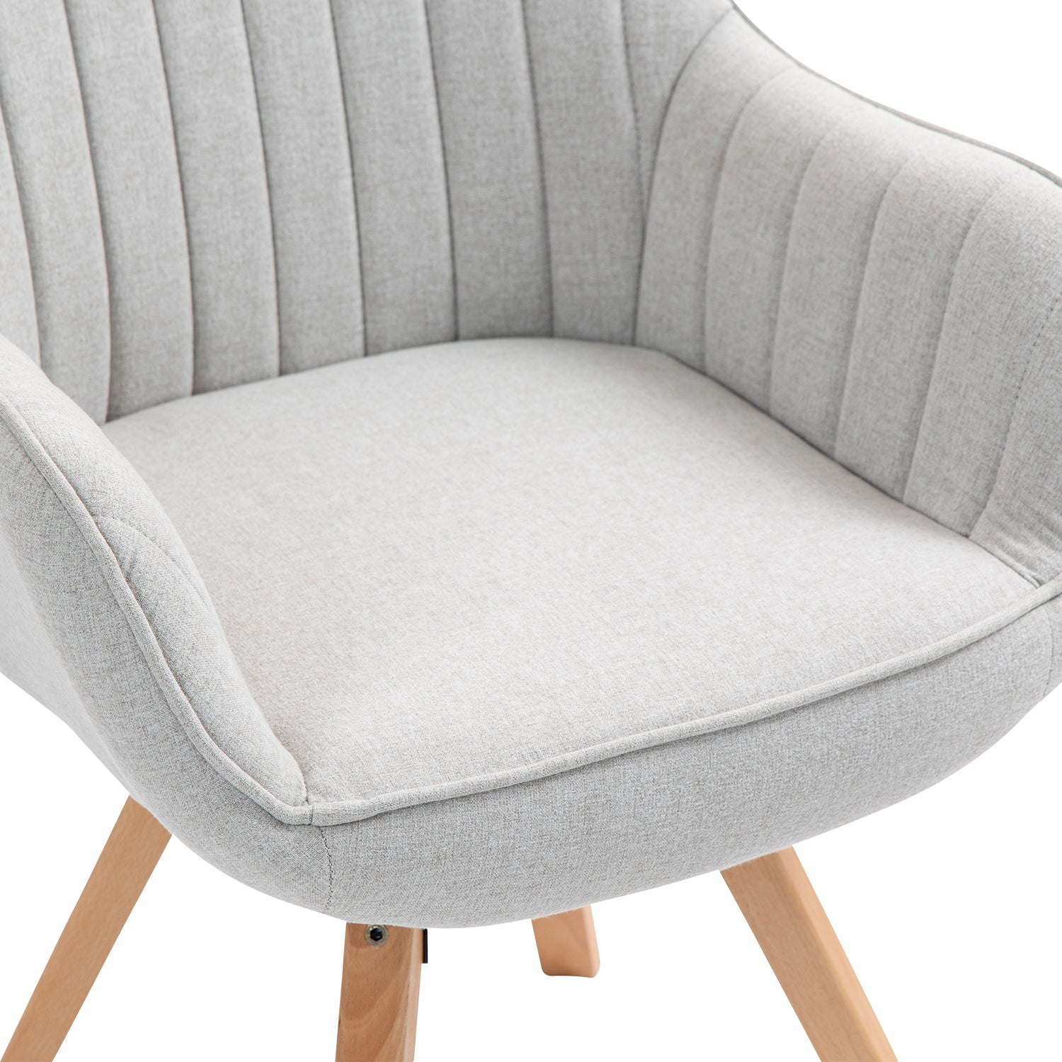 Set di 6 comode sedie per sala da pranzo in tessuto beige, girevoli a 360° - CARSON FABRIC BEIGE 6PZ