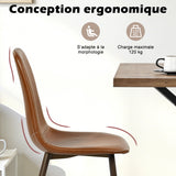 Lot de 2 chaises de salle à manger industriel en PU avec pieds en métal noir, marron - CHARLTON PU