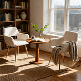 Set of 4 Scandinavian dining room armchairs with armrests sheep sheep fabric beige - Cromwell