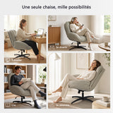 Fauteuil de bureau pivotant scandinave avec accoudoirs en velours côtelé, réglable, gris - LITHOPS FIX