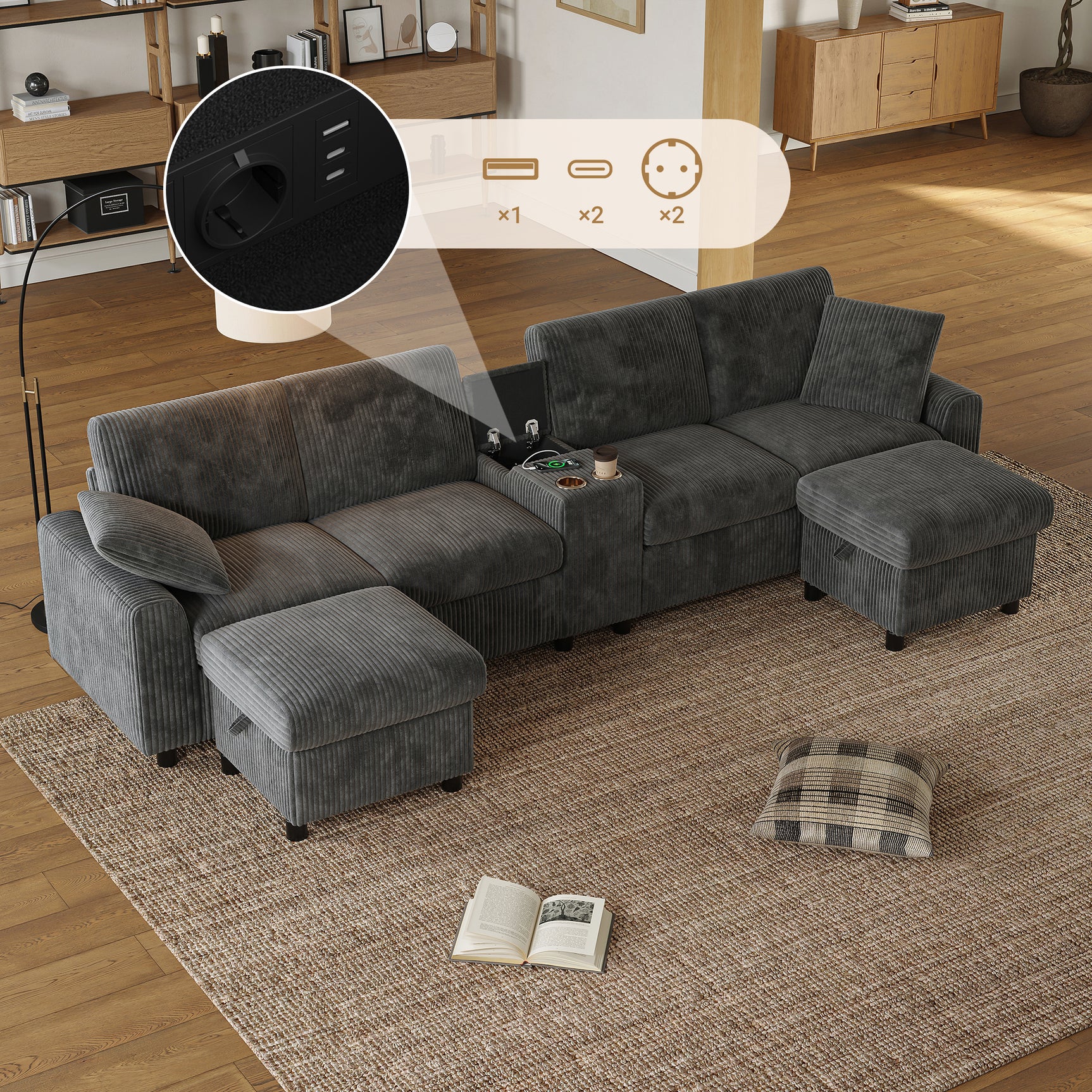 2-Sitzer-Sofa aus beigem Stoff im skandinavischen Stil – AHBARM