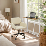 Bureau/table d'ordinateur industriel pliant en bois de chêne et en métal blanc - ASCOLI