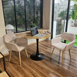 Set von 4 skandinavischen Esszimmer Sesseln mit beige Samtarmlehnen - Cromwell Cord