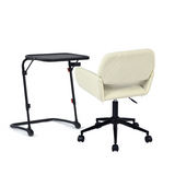 Imposta con tavolo extra nero pieghevole e sedia da ufficio beige in velluto - Baseline & Ross