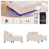 2-Sitzer-Sofa aus beigem Stoff im skandinavischen Stil – AHBARM