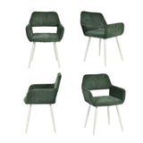 Lot de 2 fauteuils de salle à manger scandinaves avec accoudoirs en chenille vert- CROMWELL