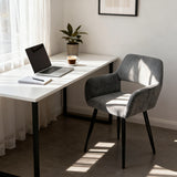 Lot de 2 fauteuils de salle à manger scandinaves avec accoudoirs en velours côtelé gris - CROMWELL CORDUROY