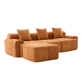 Canapé d’angle modulaire orange 3 places avec pouf