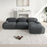 Ensemble de canapés avec accoudoirs incurvés et base antidérapante en tissu velours côtelé doux pour le salon, gris, siège 3 + tabouret 1