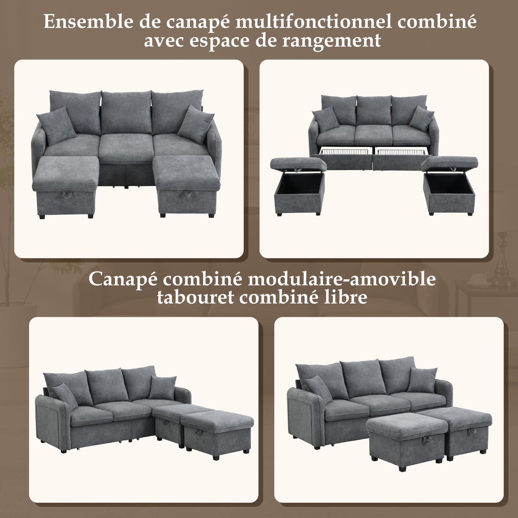 2-seater sofa in beige fabric Scandinavian style - AHBARM