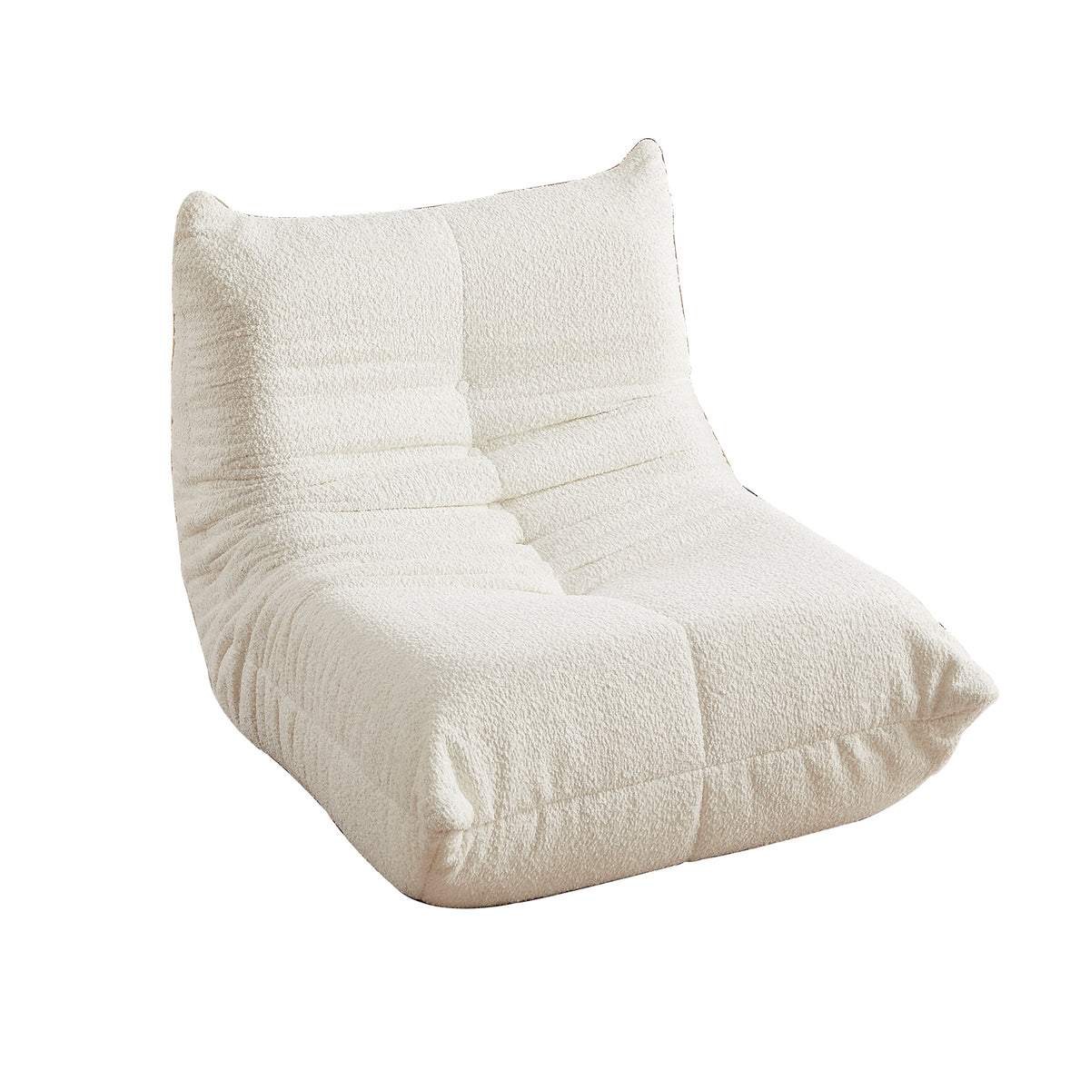 Fauteuil style Togo beige chenille, fauteuil de sol sans cadre ergonomique