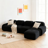 2-seater sofa bed in dark gray fabric with side pockets, modern convertible sofa