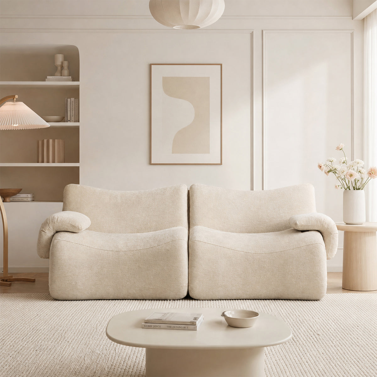 Canapé modulaire chenille kaki clair 2 places