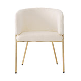 Lot de 2 chaise de loisirs individuelle en imitation de velours de lapin Chaise élégante à quatre pieds en métal beige pour salon chambre à coucher et salle à manger