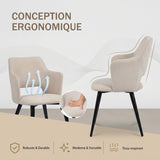 Set von 2 skandinavischen Esszimmer Sesseln mit beige Stoffarmlehnen - Akanji