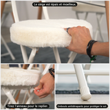 Set von 4 Stühlen/Klapphocker, runder Sitz im Stoff Fellfell weißes Fell - Ernst