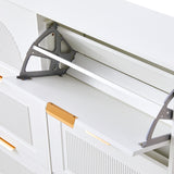 Meuble à chaussures moderne avec 6 abattants et étagères ouvertes, blanc â€?L118 x H115 x P25 cm