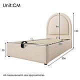 Lit enfant 90×190 cm rembourré (sans matelas) en PU beige avec tête de lit arquée