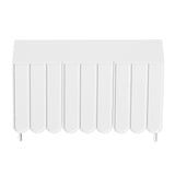 Modernes Weiß- und Holzbuffet mit 3 Schubladen und Schiebetüren mit Lamellen