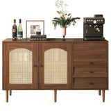 Stile campagna a buffet in legno con porte inscatoli, ripiani e cassetti regolabili 130 × 75,5 × 40 cm
