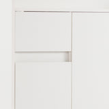 Meuble à chaussures blanc avec étagères réglables, commode minimaliste pour l'entrée, avec pieds en bois massif