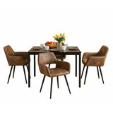 Round Table Table Table Table Timber Ø80 cm with 4 black velvet chairs, modern and comfortable style