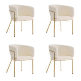 Lot de 4 chaise de loisirs individuelle en imitation de velours de lapin Chaise élégante à quatre pieds en métal beige pour salon chambre à coucher et salle à manger
