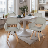 Lot de 4 fauteuils de salle à manger scandinaves pivotantes en velours côtelé gris avec accoudoirs - CROMWELL MID