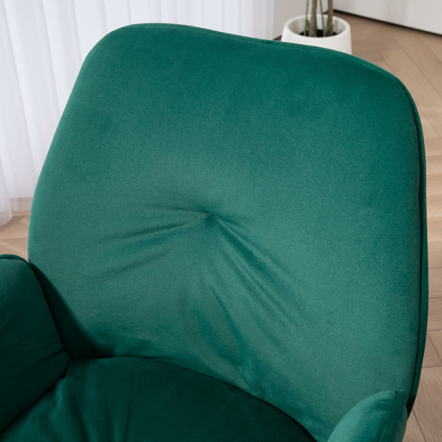 Conjunto de 4 cómodas sillas de comedor en tela beige y verde con reposabrazos - CALF GREEN+BEIGE
