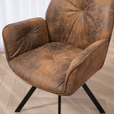 Conjunto de 4 cómodas sillas de comedor de ante con reposabrazos - CALF SUEDE BROWN 4PCS