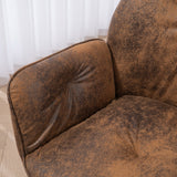 Conjunto de 4 cómodas sillas de comedor de ante con reposabrazos - CALF SUEDE BROWN 4PCS