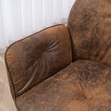 Conjunto de 4 cómodas sillas de comedor en tela y ante beige con reposabrazos - CALF SUEDE+BEIGE