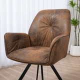 Conjunto de 4 cómodas sillas de comedor de ante con reposabrazos - CALF SUEDE BROWN 4PCS
