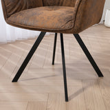 Conjunto de 4 cómodas sillas de comedor en tela y ante beige con reposabrazos - CALF SUEDE+BEIGE