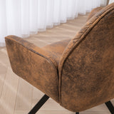 Lot de 2 chaises de salle à manger confortables en suédine avec accoudoirs - CALF SUEDE BROWN