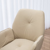 Conjunto de 4 cómodas sillas de comedor en tela beige y verde con reposabrazos - CALF GREEN+BEIGE