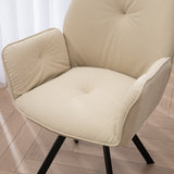 Conjunto de 4 cómodas sillas de comedor en tela beige y verde con reposabrazos - CALF GREEN+BEIGE
