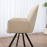 Conjunto de 4 cómodas sillas de comedor en tela y ante beige con reposabrazos - CALF SUEDE+BEIGE
