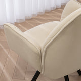 Lot de 2 chaises de salle à manger modernes pivotantes en tissu beige avec accoudoirs - CALF