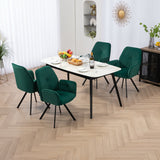 Set mit 6 bequemen grünen Stoff-Esszimmerstühlen mit Armlehnen – KALBGRÜN, 6 STÜCK