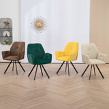 Conjunto de 4 cómodas sillas de comedor de ante con reposabrazos - CALF SUEDE BROWN 4PCS
